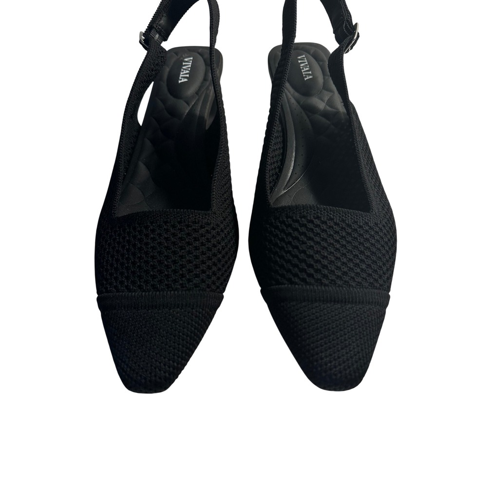 Vivaia Leah Pro Pointed Toe Slingback Sandal Size 41 9.5 Black Knit Arch Support - Picture 5 of 10